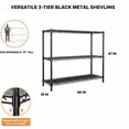 thumbnail image 2 of Storage Shelves, 3-Tier Heavy Duty Metal Storage Rack, 48" W x 18" D Adjustable Industrial Utility Shelves for Garage, Kitchen, Laundry Room Basement, Black, 2 of 6