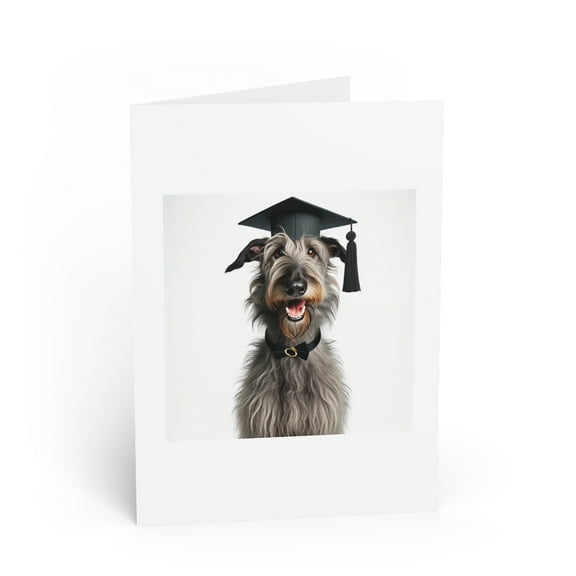 DistinctInk Greeting Card / Note Card - Scottish Deerhound Graduation - PACK of 25