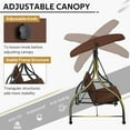 thumbnail image 4 of AECOJOY 3 Person Steel Outdoor Patio Canopy Adjustable Steel Porch Swing Chair with Cover, Brown, 4 of 9