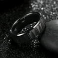 thumbnail image 3 of Tioneer Tungsten Carbide Silver or Black Faceted Center Design High Polish Wedding Band Ring Mens Womens 8mm w/ Free Engraving, 3 of 7