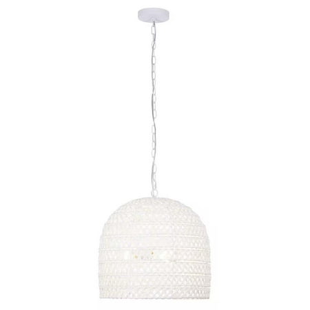 Alsy Nantucket 18 W 3-Light Matte White Woven Wicker Rope Large Pendant Light Fixture Coastal Style