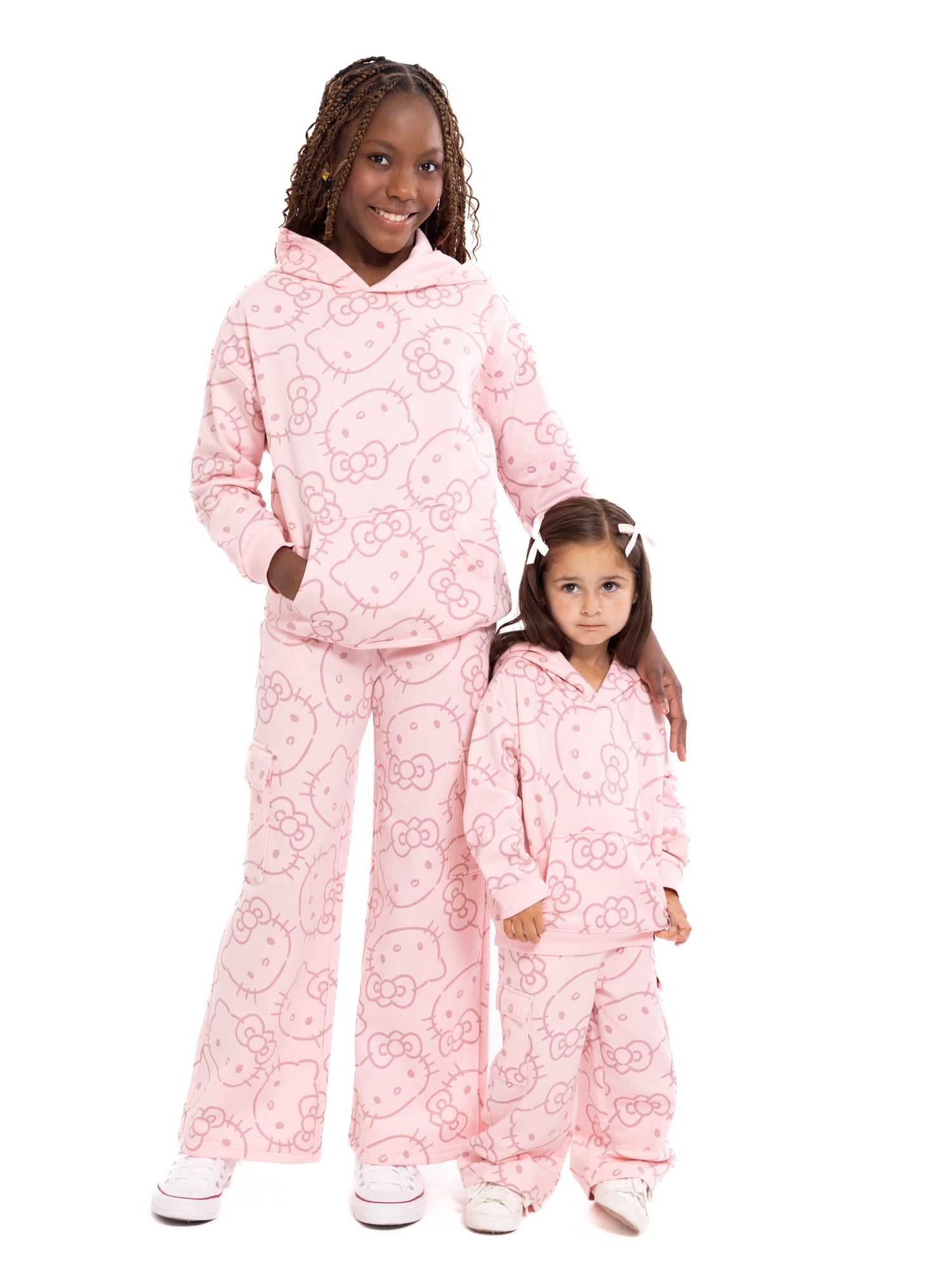 Wonder Nation Hello Kitty Baby and Toddler Girls Graphic Fleece Cargo Pants, Sizes 12M-3T