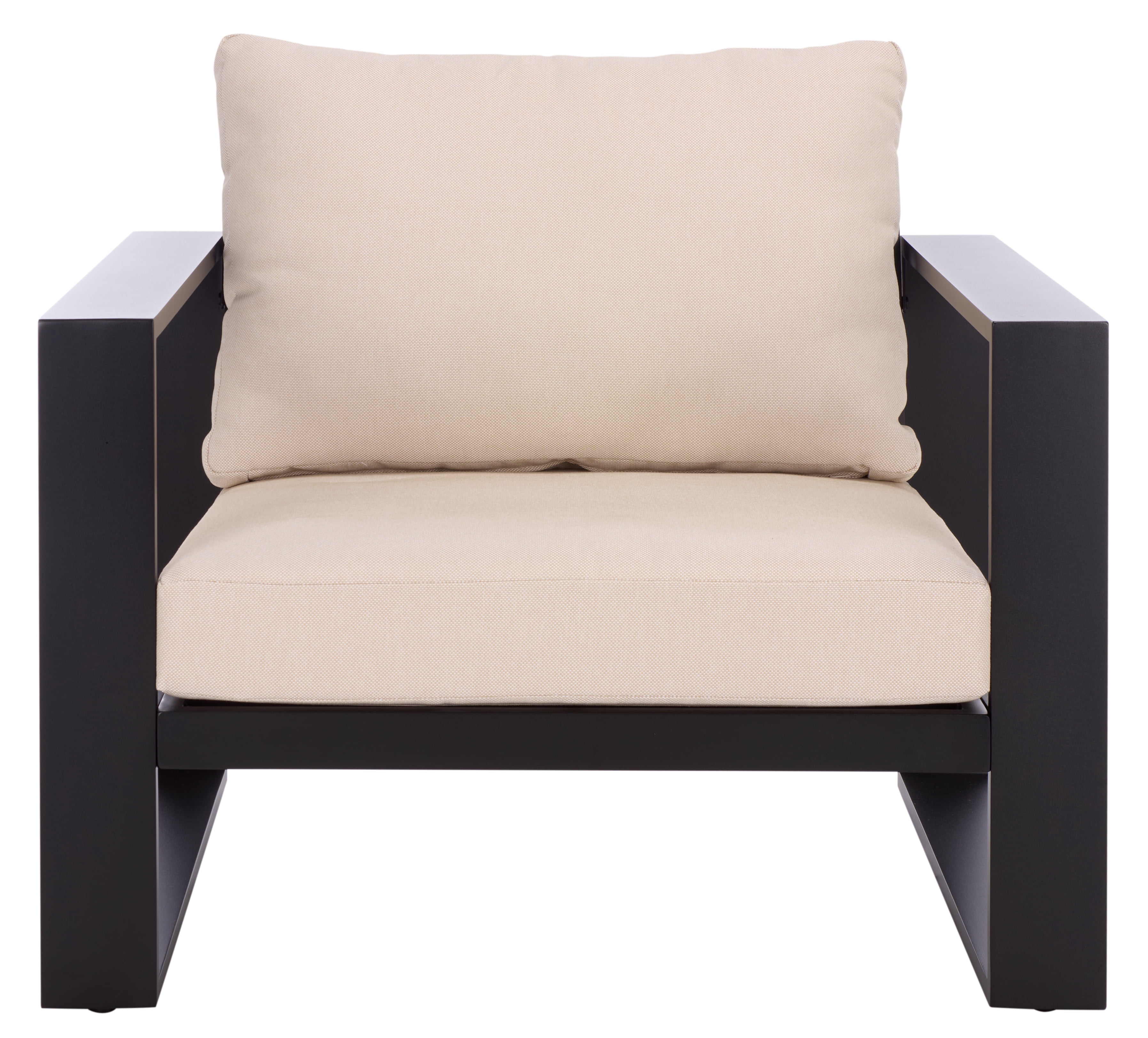 Safavieh Fash Scandinavian Metal and Fabric Armchair, Black/Taupe, Set of 2
