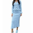 thumbnail image 2 of Women 2 Piece Sweater Sets Long Sleeve Ruffle Knit Sets Button Down Cardigan and Midi Skirt Winter Sets Blue XL, 2 of 9