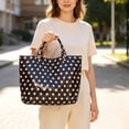 thumbnail image 5 of Polka Dot Glossy Waterproof Tote Bag Large Capacity Handheld Shoulder Bag For Daily Shopping Travel Beach Weekend Outdoor Storage Fashion Accessory Supply, 5 of 5