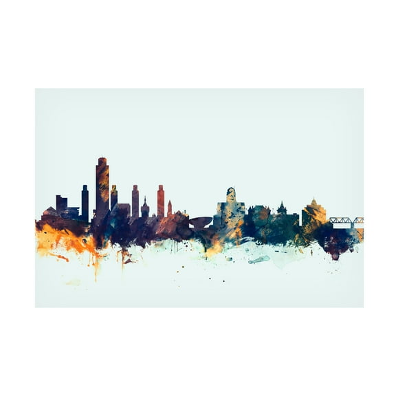Trademark Fine Art Michael Tompsett Albany New York Skyline Blue Canvas Wall Art - 16x24