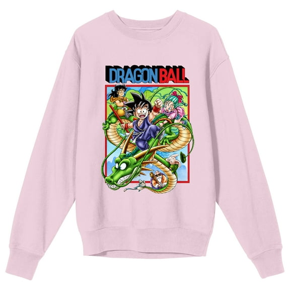 Dragon Ball Classic Poster Art Crew Neck Long Sleeve Cradle Pink Women's Sweatshirt-Medium