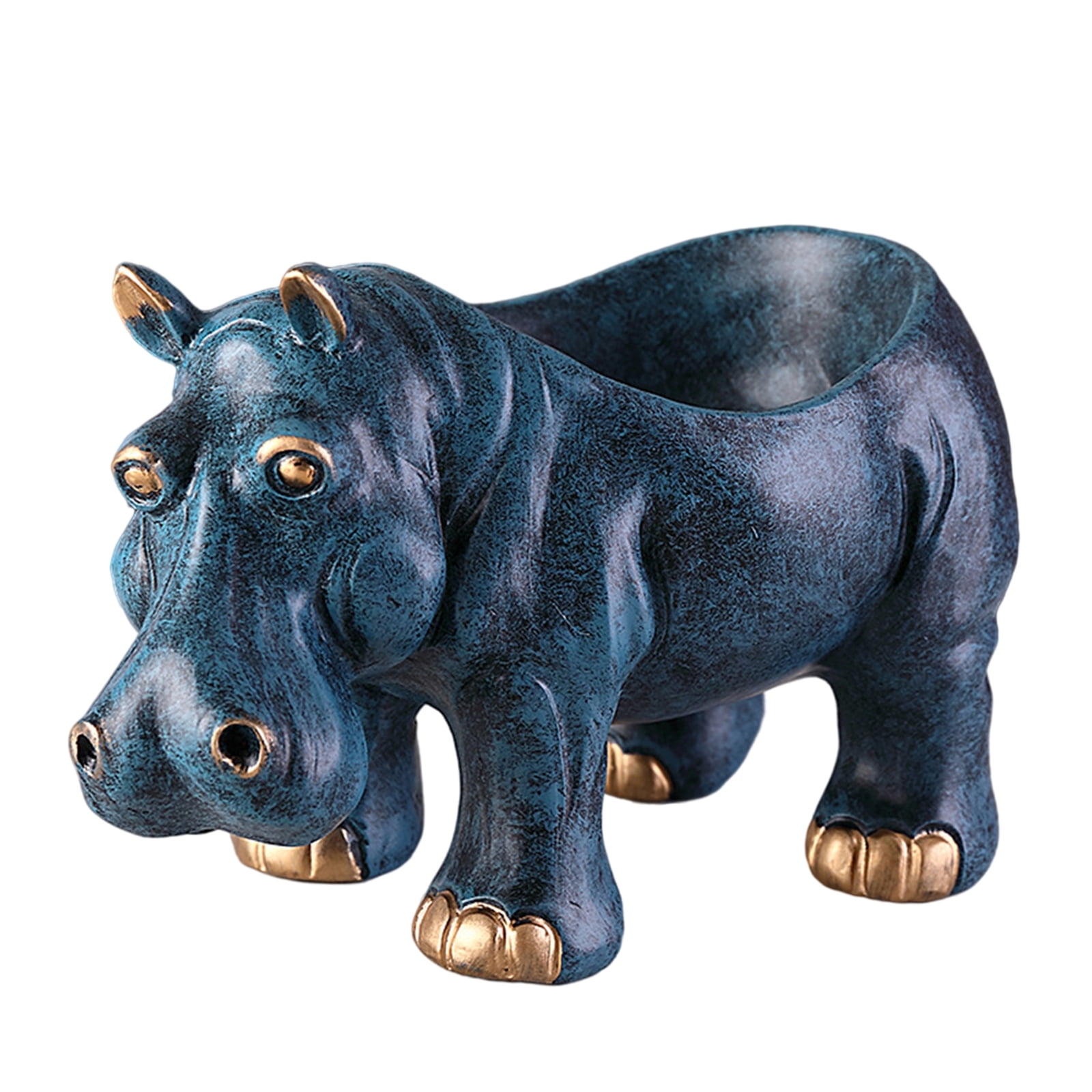Hippo Animal Statue Desk Home Decor Storage Figurine Sculpture Top Art Ornament 