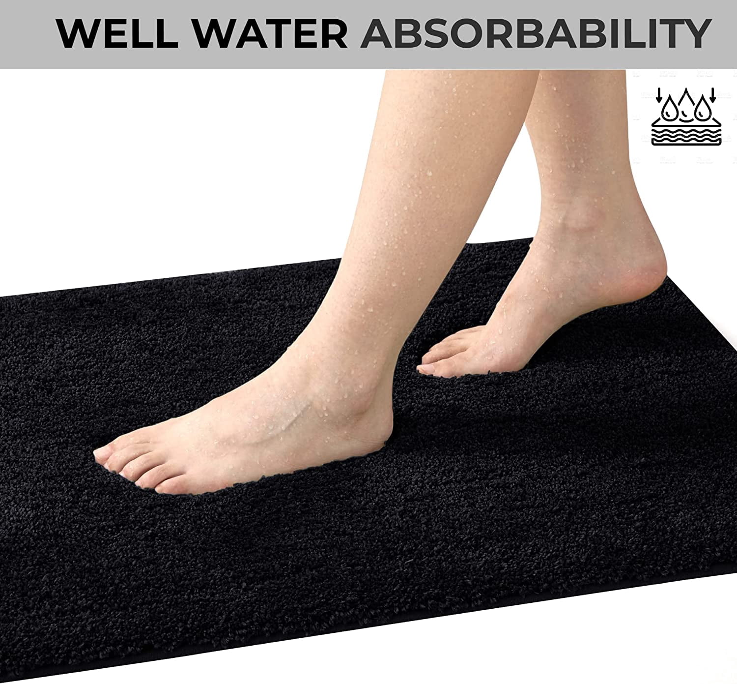 Yafa Home Fashion 1 Piece Solid Microfiber Soft Bathroom Rug , Non-Slip TPR Backing