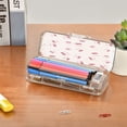 thumbnail image 7 of Plastic Pencil Box Large Capacity Pencil Boxes Clear Boxes with Snap-Tight Lid Stylish Office Supplies Storage Organizer Box Watercolor Cherries Pattern, 7 of 7