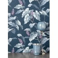 thumbnail image 4 of Brewster Home Fashions Meridian Parade Blue Tropical Leaves Wallpaper, 4 of 7