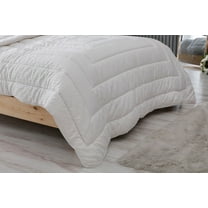SLIMLINE 100% Natural Wool Comforter, Duvet Insert, Quilted Sateen Cotton Cover (No Noise), Medium Weight, Hypoallergenic, Temperature Regulator, Use Any Season (Queen 96"L x 92"W), White
