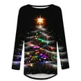 thumbnail image 5 of VKOYWKM Christmas T Shirts for Women Xmas Tree Graphic Tees Long Sleeve Holiday Tops Casual Crew Neck Loose Fit Tunic Blouses, 5 of 6