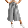 thumbnail image 6 of VBVC Women's Drawstring Wide Leg Capri Pants , Summer Curved Hem Culottes For Women , Ladies' Loose Fit Cropped Trousers with Pockets,Gray,S-3XL, 6 of 10