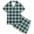 thumbnail image 1 of MIASHUI Vêtements de Nuit Doux et Confortables pour Enfants Filles Garçons, Pyjama à Carreaux 2 Pcs, Vert Clair, 4-5 Ans, 1 of 4