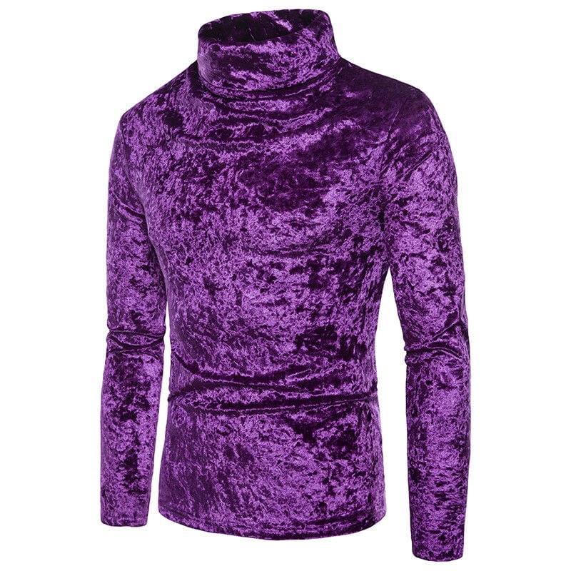 luethbiezx Mens Velvet Velour Long Sleeve T Shirts Turtleneck Slim Fit Pullover Top Walmart