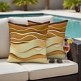 thumbnail image 4 of Coastal Yellow Outdoor Waterproof Pillow Covers, Ombre Ocean Wave Stripes Brown Beach Sand Decorative Square Throw Pillowcase Sofa Cushion Sham for Patio/Couch/Chair, 20"x20" 2 Pack, 4 of 8