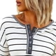 thumbnail image 3 of Tops de manga larga para mujer, camiseta con cuello redondo, blusa con estampado de rayas, blusa tipo jersey para mujer, confiable y duradera, 3 of 6