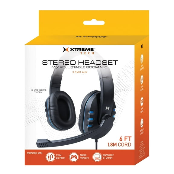 Xtreme Gaming Headset With Adjustable Boom Mic, 3.5mm audio
