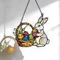 thumbnail image 3 of ddioayh Easter Bunny Suncatcher Stained Glass Style Acrylic Window Hanging with Chain 20cm Easter Spring Home Decor Religious Gift for Women, 3 of 6