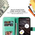 thumbnail image 6 of SaniMore for Google Pixel 7A Case with Wrist Strap, Fashion Flower Embossing Design for Girls/Women, Dual Magnet Card Holder Wallet Cover Kickstand Shockproof for Google Pixel 7A, Green, 6 of 9