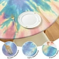 thumbnail image 4 of Watercolor Tie Dye Elastic Table Cover - 70 Inch Round Waterproof Fitted Tablecloth, Windproof Scratch-Resistant Spill-Proof Tablecloth for Restaurants & Events (Psychedelic Swirl Design), 4 of 5