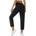 thumbnail image 4 of qucoqpe Women's Quickly-Dry Sports Pants Classic Cozy Elastic Drawstring Waist with Zippered Pockets Straight-Leg Pants Solid Color Stretch Athletic Joggers, 4 of 6
