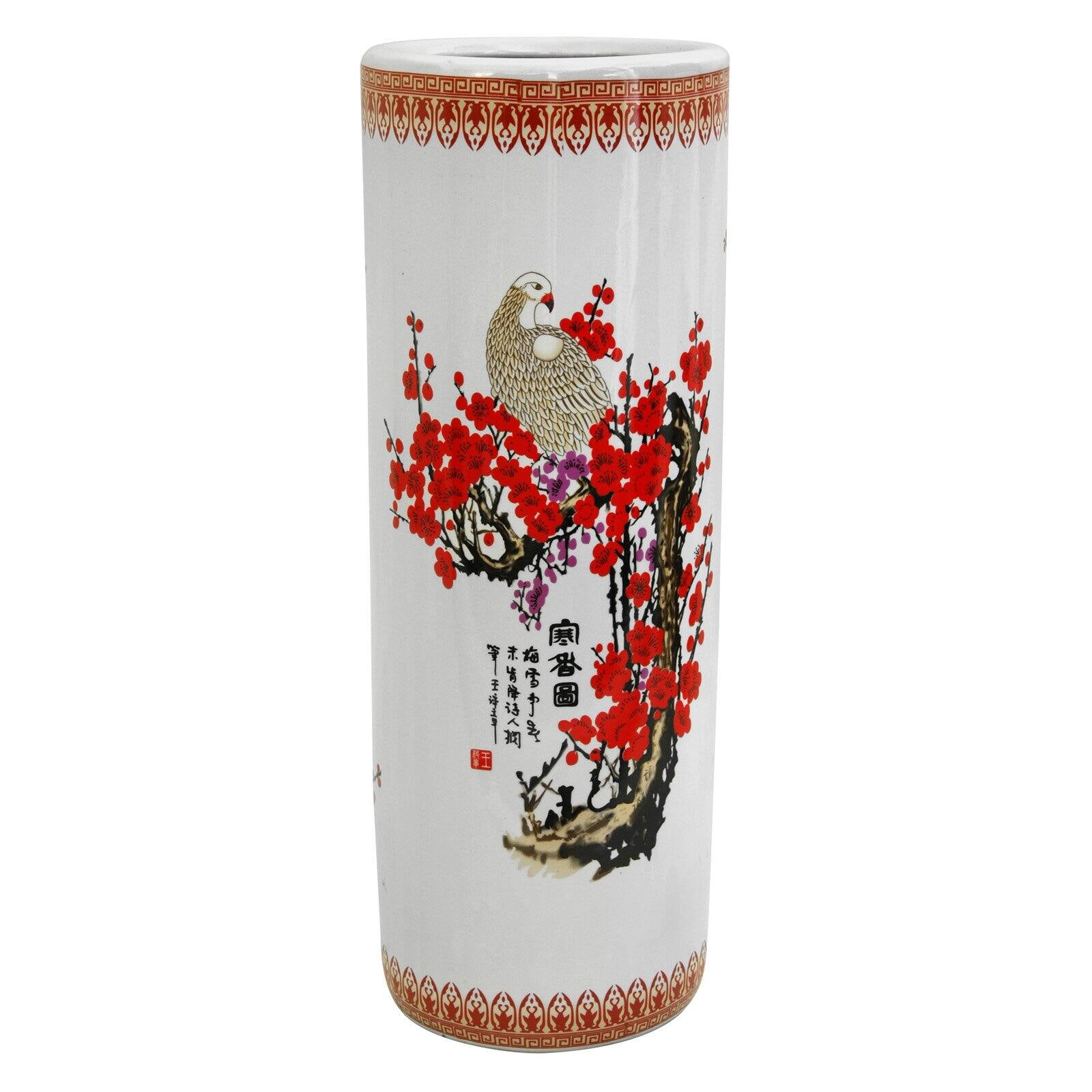 Red Lantern 24" Solid Gold Porcelain Umbrella Stand