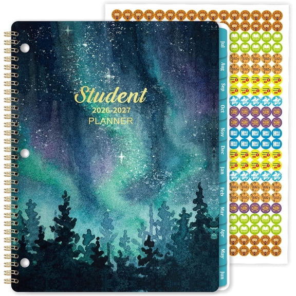 2026-2027 Student Planner, 9" x 11" Academic Planner | Jul 2026 - Jun 2027 with 368 Planner Stickers, Back Pocket, Large Organizer for Middle High College Students