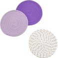 thumbnail image 3 of Juego de agarraderas y salvamanteles de hilo 100 % algodón puro (juego de 3) Posavasos elegantes, almohadillas para calentar alimentos, tapetes para calentar alimentos, reposacucharas para cocinar, 3 of 5