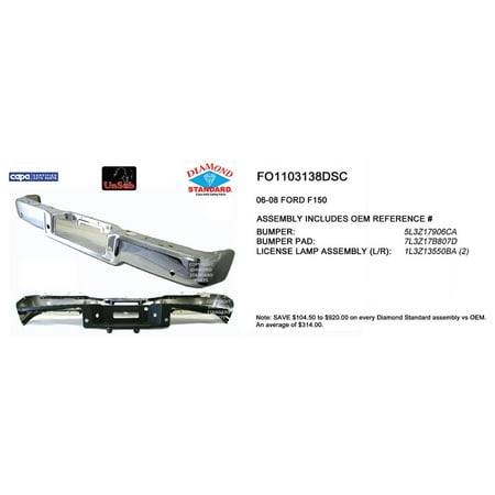 FO1103138DSC Diamond Standard Rear Step Bumper Assembly for 2006-2008 Ford F-150