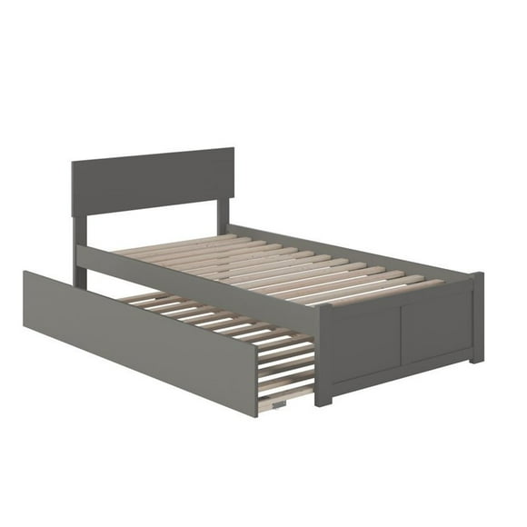 Atlantic Furniture Orlando Twin XL Platform Panel Bed with Trundle in Gray