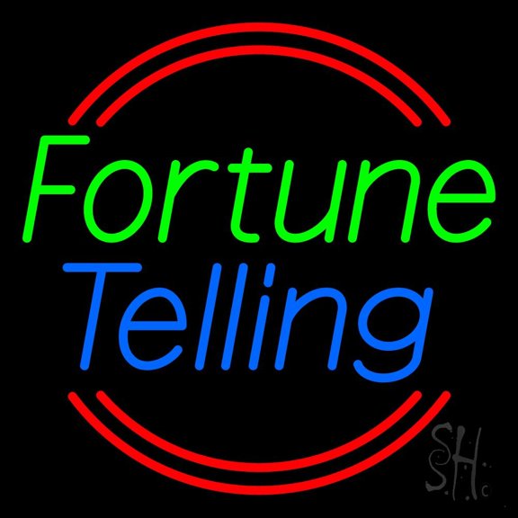 Green Fortune Blue Telling LED Neon Sign 16" Tall x 16" Wide - inches Black Square Cut Acrylic Backing, with Dimmer - Bright and Premium built indoor LED Neon Sign for Storefront.