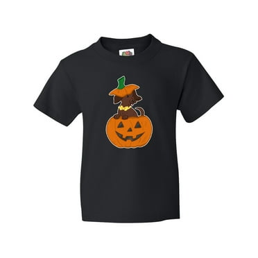 Inktastic Halloween Dachshund in Pumpkin Youth T-Shirt