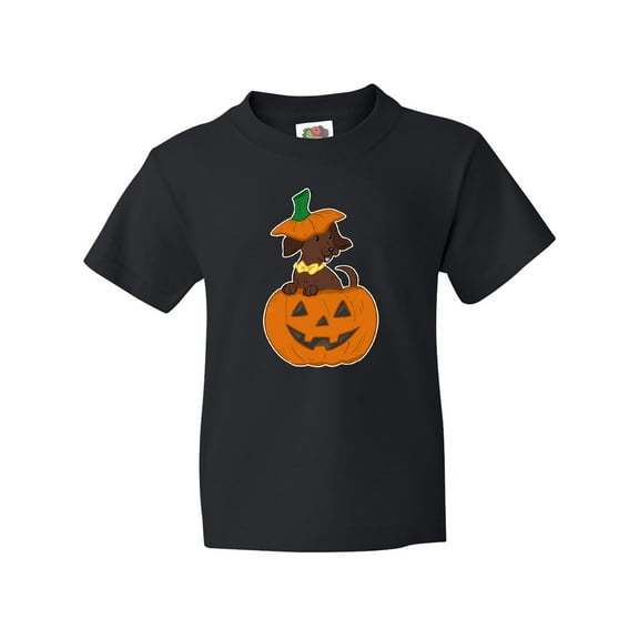 Inktastic Halloween Dachshund in Pumpkin Youth T-Shirt