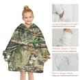 thumbnail image 6 of Forest Camo Branches Leaves Pattern Blanket Hoodies for Kids 6-13YR Oversize Wearable Blanket Hoodies for Boys Girls Teens, 6 of 7