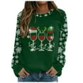 thumbnail image 1 of Wyzesi Chandails Roses Chandails en Molleton Grande Taille Mode Chandail à Enfiler Hauts pour Femmes Joyeux Noël Imprimé Col Chandail en Molleton Col Rond Coupe Chandail à Enfiler Hauts Décontractés Manches Longues Chandails d'Entraînement Blouse Ample, 1 of 4