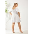 thumbnail image 3 of CASSIE LIZ Plus Size Dress For Women Solid Square Neck Dress White Flutter Trim Hem Tunic Dress Lantern Sleeves Casual Loose Fits Dress For Summer XL 14W 16W, 3 of 5