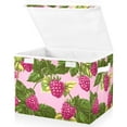 thumbnail image 2 of Cute Raspberry Floral Large Storage Bins with Linen Collapsible Lid Storage Box 16.7 x 12.6 x 11.8in, 2 of 7