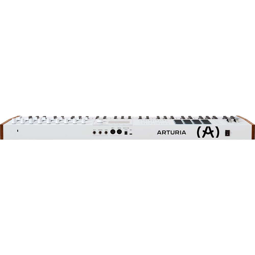 Arturia KeyLab 61 Mk3 61-Key USB MIDI Controller Keyboard, White 231631 Bundle with OnStage KS7171 Double-X Keyboard Stand + 5-Ft Male-to-Male MIDI Cable + 2 Year Enhanced Protection Pack