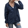 thumbnail image 3 of Women's Waterproof Raincoat Lightweight Rain Jacket Hooded Windbreaker with Pockets for Outdoor, 3 of 9