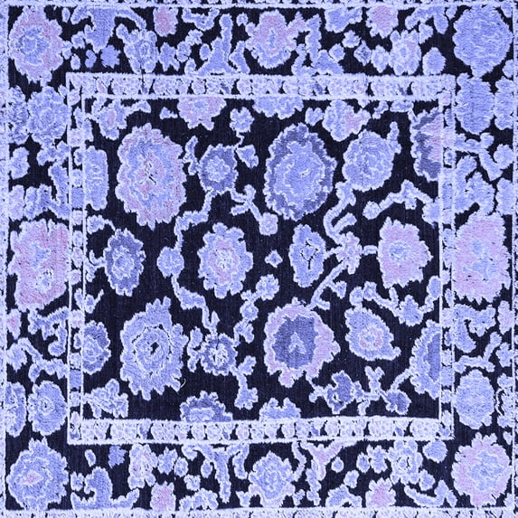 Ahgly Company Machine Washable Indoor Square Abstract Blue Modern Area Rugs, 6' Square