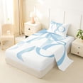 thumbnail image 2 of Erosebridal Blue Bowknot Twin Sheet Sets for Girls, Monogrammed O Bedding, 3pcs, 1 Flat Sheet, 1 Fitted Sheet and 1 Pillowcase, 2 of 5