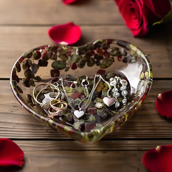 Crystal Glass Heart-Shaped Storage Box Embossed Jewelry Box Candy Box with Lid,Transparent Bowl With Beautiful Patterns