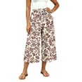 thumbnail image 3 of SwiftWear Women's Capri Pants Wide Leg Loose Casual Summer Beach Pants with Pockets Elastic Drawstring Waist Flowy Palazzo Trousers, 3 of 7