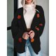 thumbnail image 5 of Suéter con Bordado de Calabaza para Mujer, Cuello en V, Holgado, Informal, de Punto, , para las Fiestas. Negro L, 5 of 8