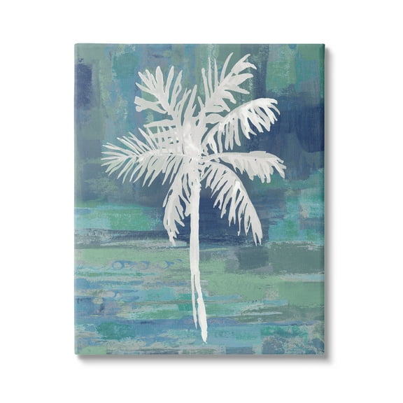 Stupell Industries White Palm Tree Leaves Abstract Green Background Canvas Wall Art, 36 x 48, Design by Kristen Dew