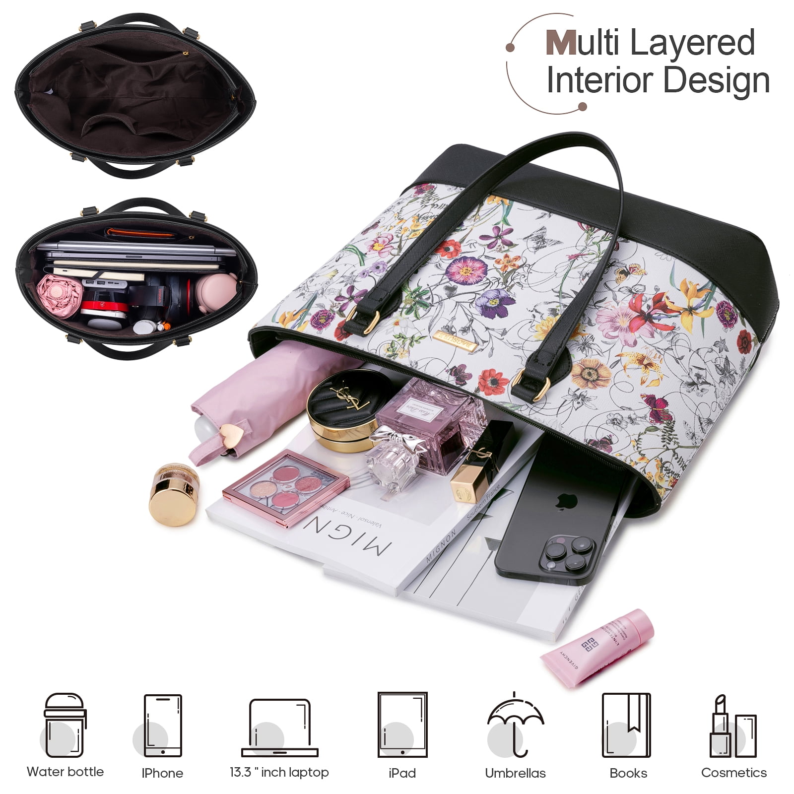 Bagsure Women Handbags Fashion Tote Shoulder Bags Casual Crossbody Bags for Women Handbag Set 4pcs