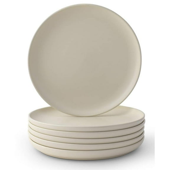 6-Pieces Stoneware 10.5 in. Dinner Plate Set-Linen