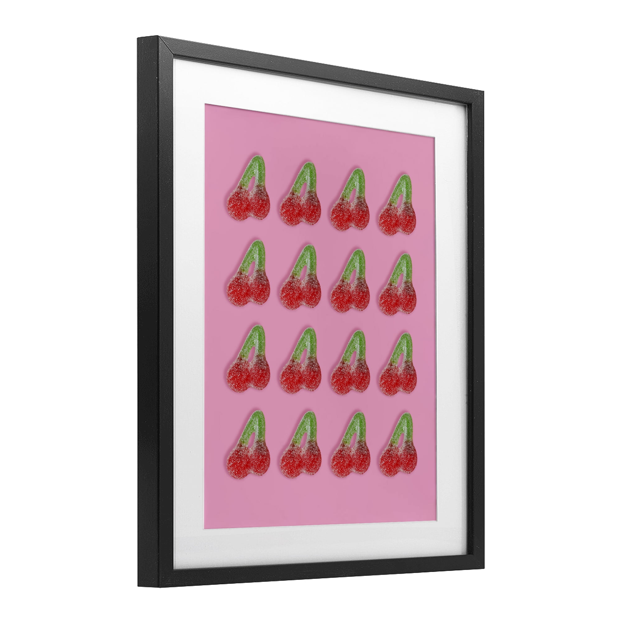 Stupell Industries Cherry Candy Pattern Black Framed Print Under Glass, design by LISH Creative